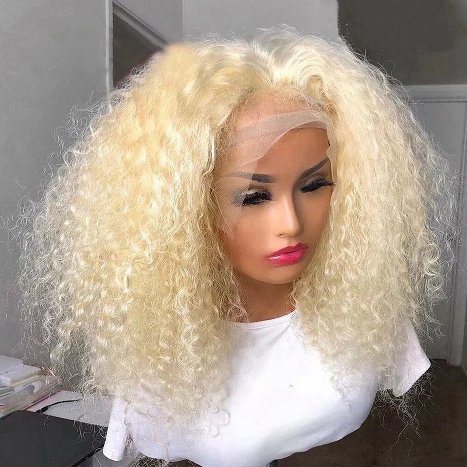 Cranberry Kinky Curly Lace Front Wig Pre Plucked 13x6/13x4 HD 613 Blonde Human Hair Wigs 180 Density