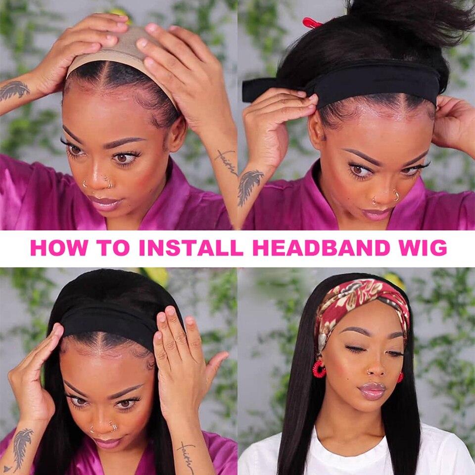 Cranberry Human Hair Wig Glueless Wig Short Bob Silky Straight Machine Made Headband Wig 180% Density - Cranberry Hair