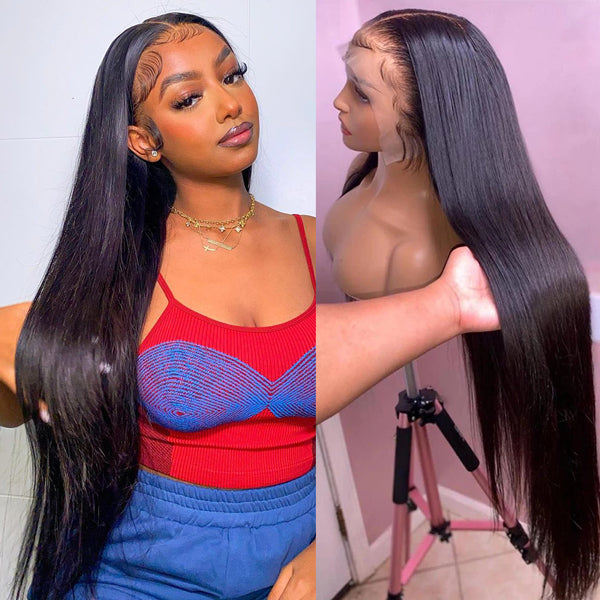 12A Cranberry Glueless Wigs Straight Lace Front Wigs 13x4/5X5/4X4 HD Lace Frontal Wigs 200 Density Human Hair Wigs 30 Inch