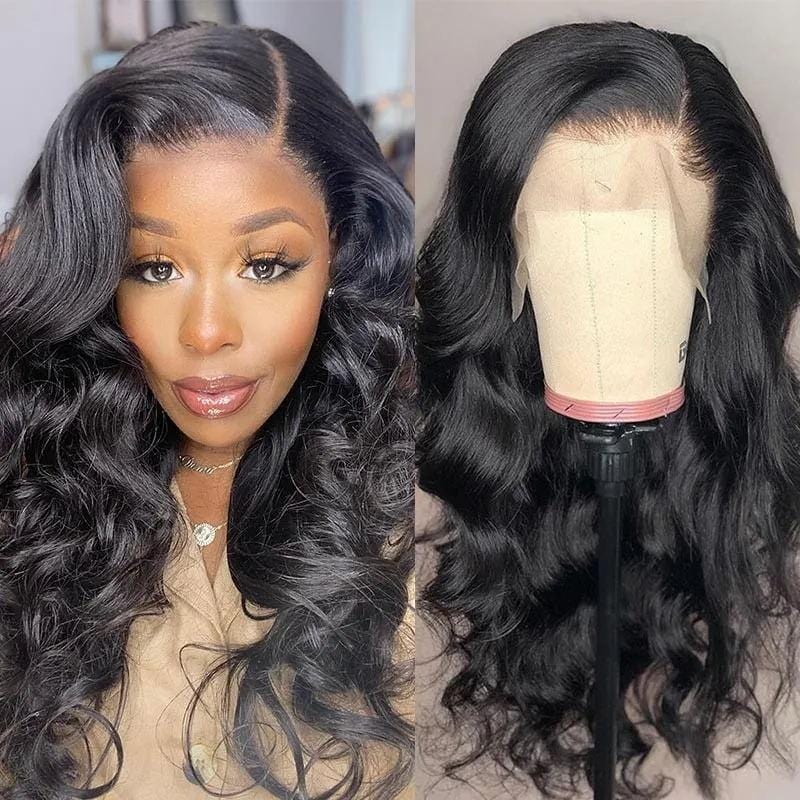 Klaiyi Brazilian 12A Body Wave 13x4 HD Lace Front Wig Glueless Virgin Human Hair Wigs 180% Density