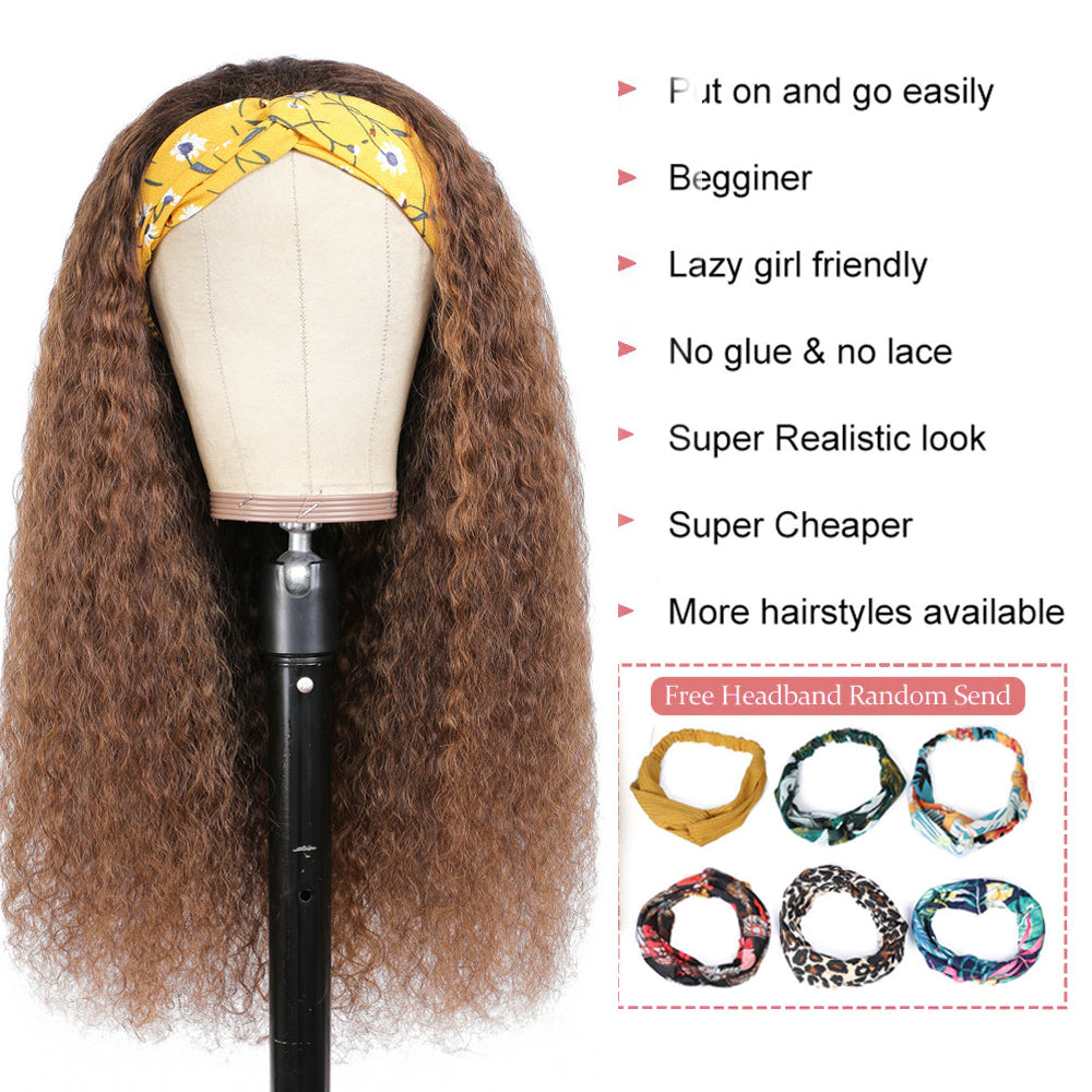 Cranberry Highlight Water wave Glueless Half Headband Wig 4/30 Color Human Hair Wig - Cranberry Hair