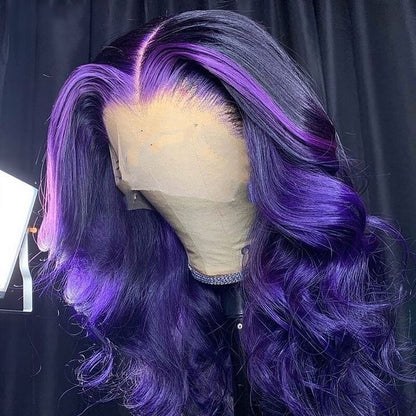 Cranberry Brazilian Highlight Purple 13x4 Lace Front Wig Pre Plucked Body Wave Human Hair Wig