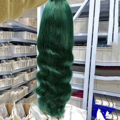 Cranberry Green Body Wave 13x4 Lace Front Human Wigs With Baby Hair 180% Density