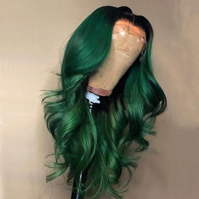 Cranberry Green Body Wave 13x4 Lace Front Human Wigs With Baby Hair 180% Density