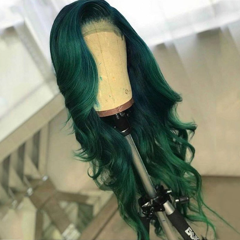 Cranberry Green Body Wave 13x4 Lace Front Human Wigs With Baby Hair 180% Density