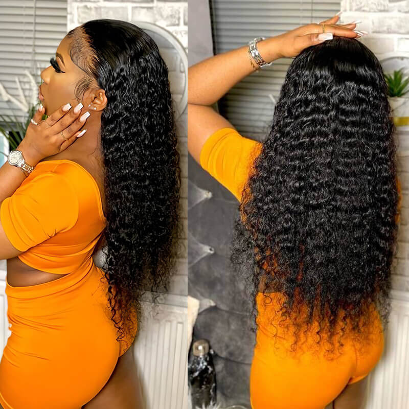 Cranberry Brazilian 12A HD Lace Wig 4X4 Deep WaveVirgin Hair 14-36 inches Long Transparent Wig