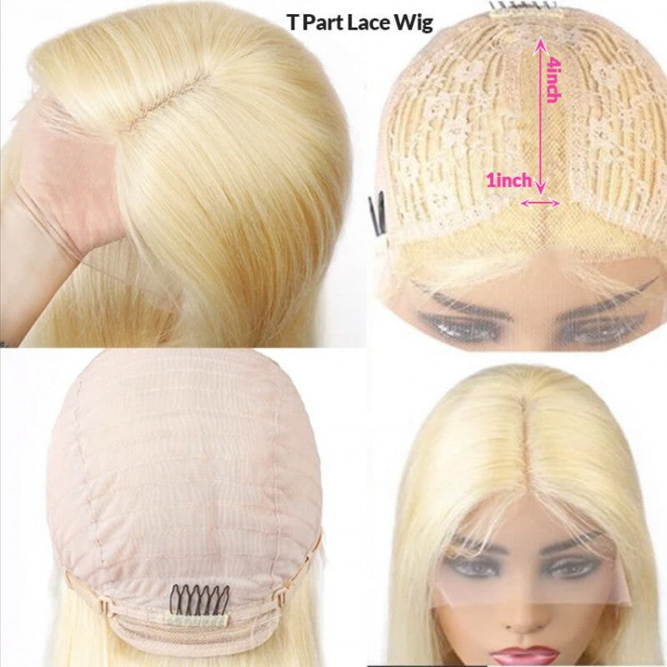 <transcy>Perruques avant de lacet de canneberge 13x4 613 perruques de cheveux humains droites malaisiennes blondes</transcy>