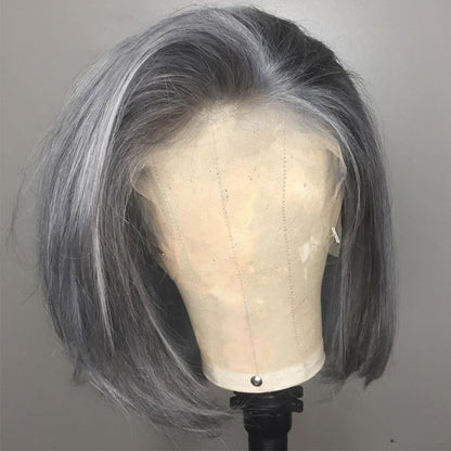 Cranberry Silver Grey Bob Lace Front Wig Colored Short Human Hair Wigs