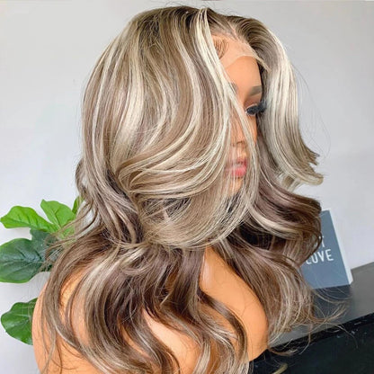 Cramberry Highlight Ombre Body Wave Wig Lace Front Human Hair Wigs 13x4 Lace Frontal Human Hair Wig