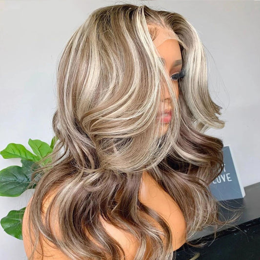 Cramberry Highlight Ombre Body Wave Wig Lace Front Human Hair Wigs 13x4 Lace Frontal Human Hair Wig