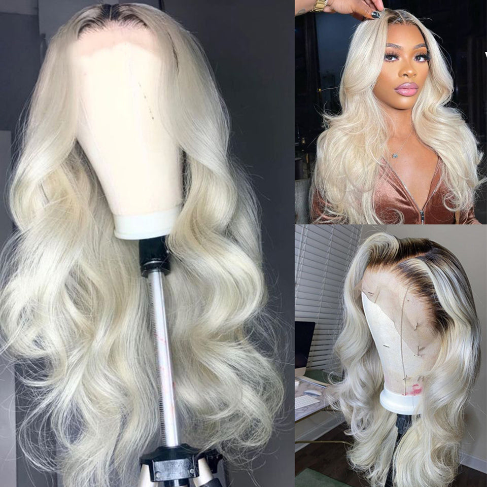 Cranberry Ombre Platinum Blonde 13x4 Lace Front Wig Human Hair Body Wave Wigs