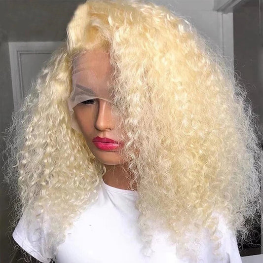 Cranberry Kinky Curly Lace Front Wig Pre Plucked 13x6/13x4 HD 613 Blonde Human Hair Wigs 180 Density