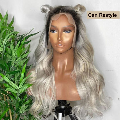 Cranberry Ombre Platinum Blonde Body Wave 13x4 Lace Front Human Hair Wigs For Women