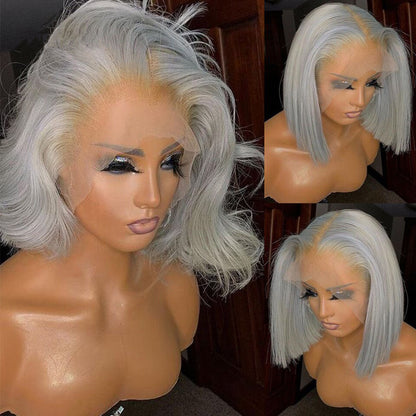 Cranberry Silver Grey Short Bob Wig 13x4 Lace Front Human Hair Wigs For Women Transparent 613 Lace Frontal Wig Brazilian White Hair Wigs