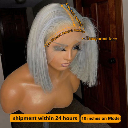 Cranberry Silver Grey Short Bob Wig 13x4 Lace Front Human Hair Wigs For Women Transparent 613 Lace Frontal Wig Brazilian White Hair Wigs