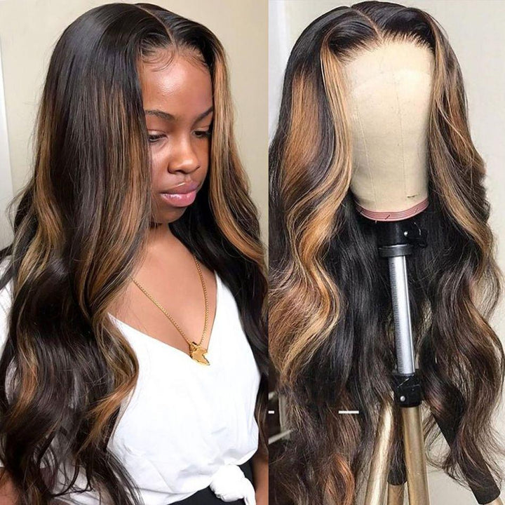 Attractive Highlight 13x4 Lace Front Wigs Body Wave Ombre Brazilian Hair Wigs with Baby Hair