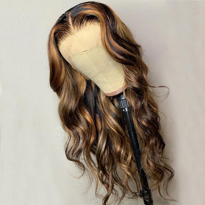 Attractive Highlight 13x4 Lace Front Wigs Body Wave Ombre Brazilian Hair Wigs with Baby Hair