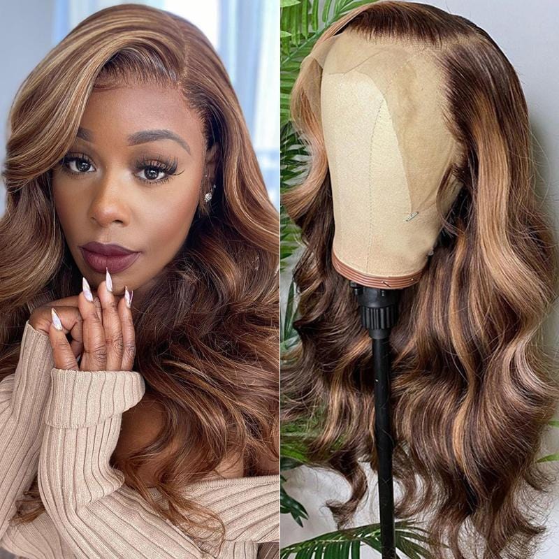 Cranberry Honey Blonde Highlight Body Wave 13x4 Lace Front Wigs 100%  Human Hair Wigs