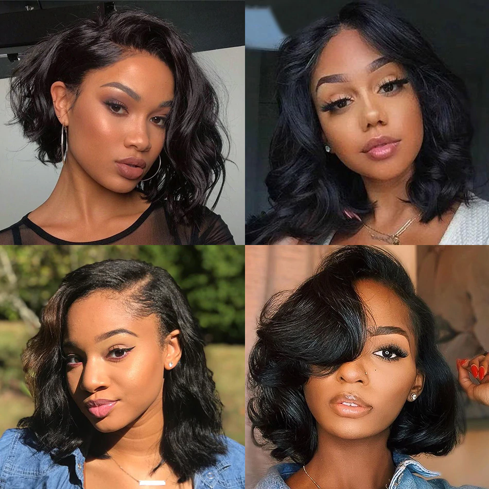 Cranberry Body Wave Lace Front Bob Wigs Short Peruvian Human Hair Wigs For Black Women