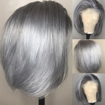 Cranberry Silver Grey Bob Lace Front Wig Colored Short Human Hair Wigs