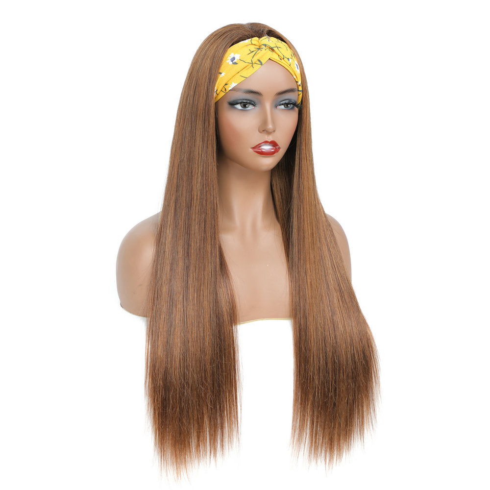 Cranberry Blond Highlight Headband Wig 180% Density Color 4/30 Straight  Human Hair Wig - Cranberry Hair