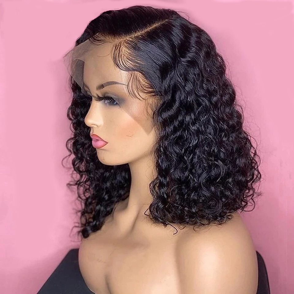 Cranberry Curly Lace Front Bob Wigs Short Peruvian Human Hair Wigs For Black Women - Cranberry Hair