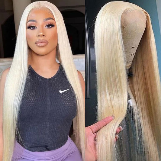 Cranberry Blonde #613 Straight 4X4 Glueless Lace Closure Full Human Hair Affordable Wigs