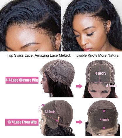Cranberry Human Hair Wigs 4x4 Lace Closure Wig Malaysian Body Wave Hair - Cranberry Hair