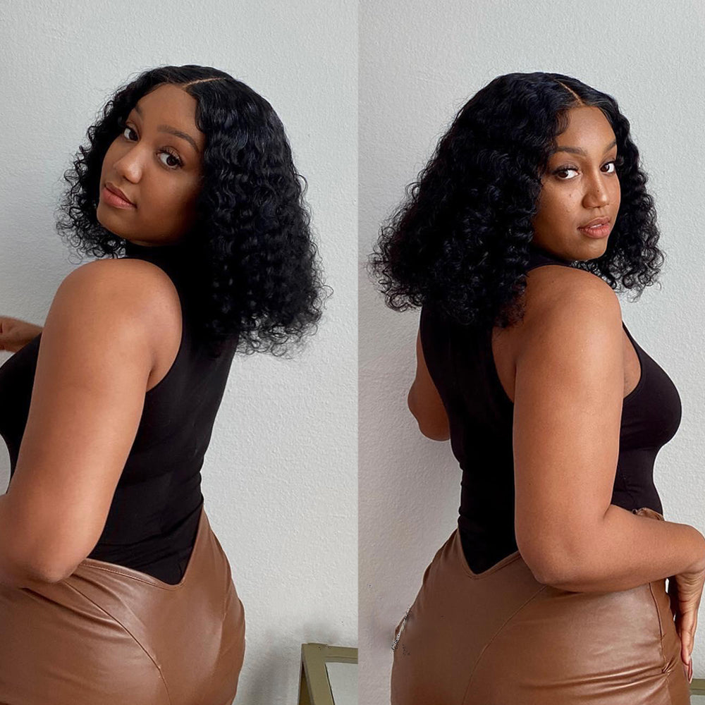 <transcy>Cranberry Deep Wave Lace Front Bob perruques courtes perruques de cheveux humains péruviens pour les femmes noires</transcy>