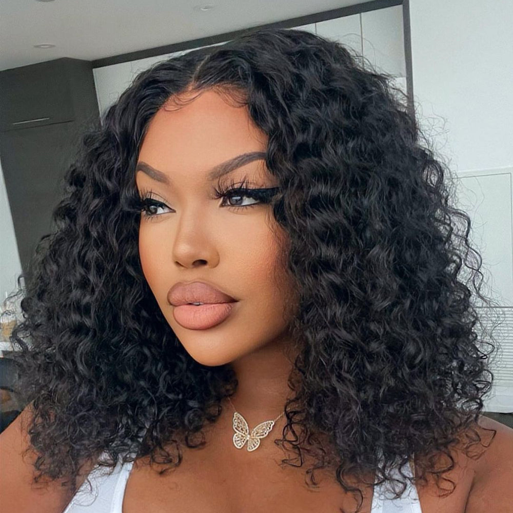 <transcy>Cranberry Deep Wave Lace Front Bob perruques courtes perruques de cheveux humains péruviens pour les femmes noires</transcy>