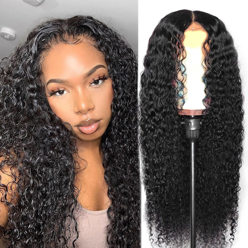 Cranberry 10A 4x4 Curly Human Hair Wigs Malaysian Lace Closure Wig