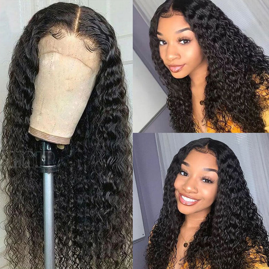 Cranberry 10A 4x4 Inch Lace Closure Human Hair Wigs Water Wave Remy Brazilian Hair Wigs Natural Color