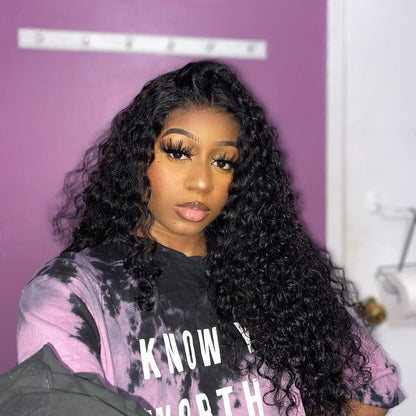 Cranberry  4x4Inch Lace Closure Human Hair Wigs Water Wave Remy Brazilian Hair Wigs Natural Color - Cranberry Hair
