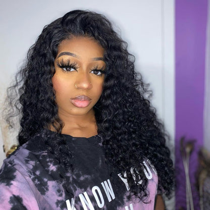 Cranberry  4x4Inch Lace Closure Human Hair Wigs Water Wave Remy Brazilian Hair Wigs Natural Color - Cranberry Hair