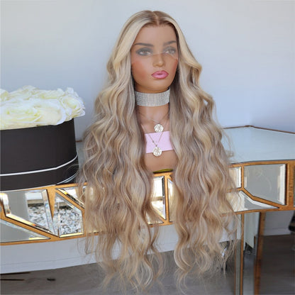 Cranberry Transparent Lace Wigs Blonde Highlight Wig Human Hair 13x4 Lace Frontal Wig 180%