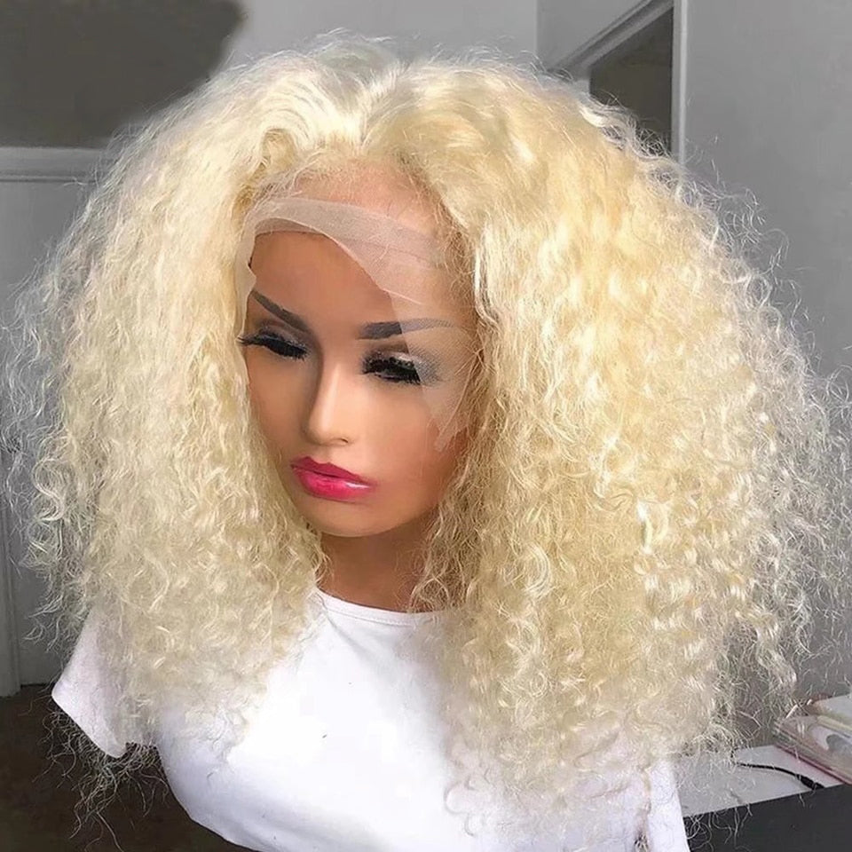 Cranberry Kinky Curly Lace Front Wig Pre Plucked 13x6/13x4 HD 613 Blonde Human Hair Wigs 180 Density