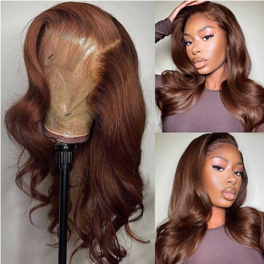 Tuneful Chocolate Brown #4 Color 13x4 5x5 HD Glueless Lace Front Closure Human Hair Wigs Body Wave Frontal Wigs 180% Desnity