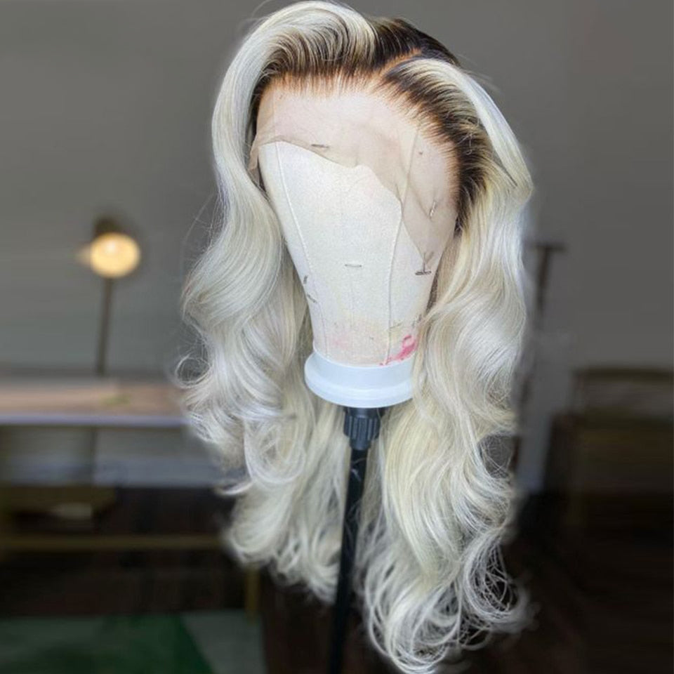 Cranberry Ombre Platinum Blonde 13x4 Lace Front Wig Human Hair Body Wave Wigs