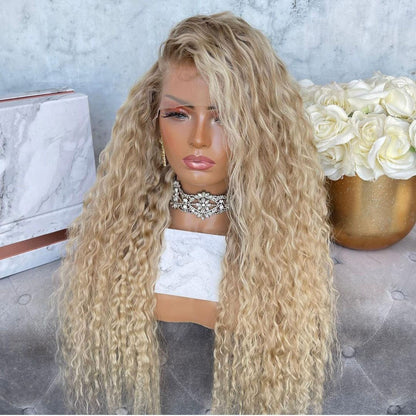 Cranberry Blonde Curly Human Hair Wig Pre Plucked Side Part with Baby Hair 13x4 Lace Front Wig
