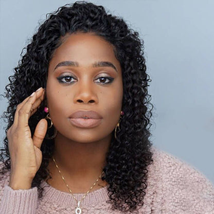 10A Cranberry Natural Black Color Pre-plucked Curly Lace Front Wig