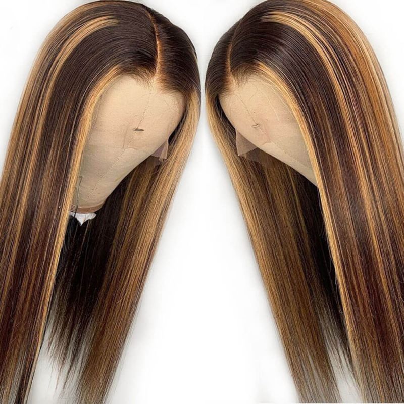 Cranberry Highlight Color 13X4 Swiss Lace Front Wig 100% Human Hair