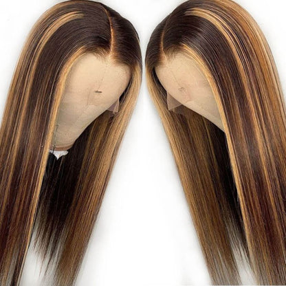 Cranberry Highlight Color 13X4 Swiss Lace Front Wig 100% Human Hair