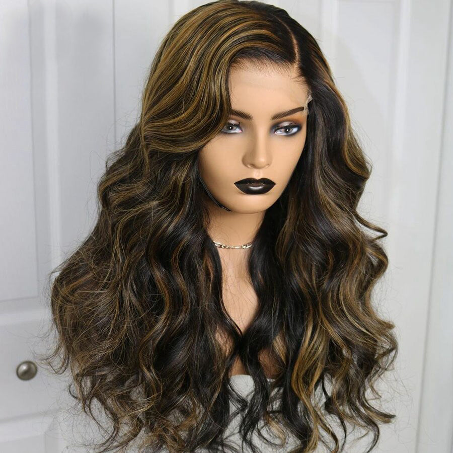 Cranberry Brazilian Human Hair Wigs Highlight Color Body Wave 13X4 Lace Front Wigs with Pre Plucked Hairline