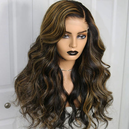 Cranberry Brazilian Human Hair Wigs Highlight Color Body Wave 13X4 Lace Front Wigs with Pre Plucked Hairline