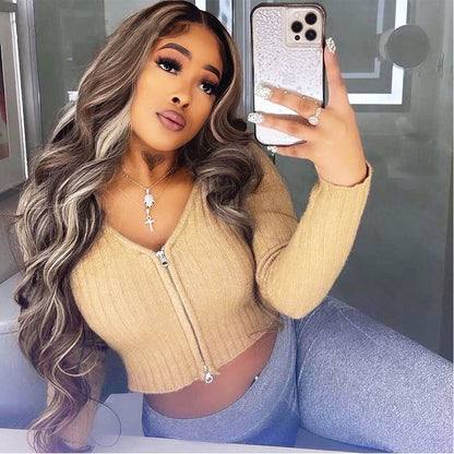 Cramberry Highlight Ombre Body Wave Wig Lace Front Human Hair Wigs 13x4 Lace Frontal Human Hair Wig