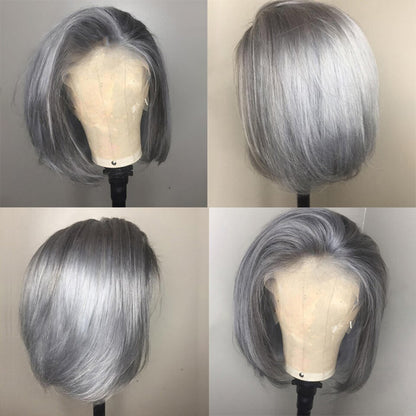 Cranberry Silver Grey Bob Lace Front Wig Colored Short Human Hair Wigs