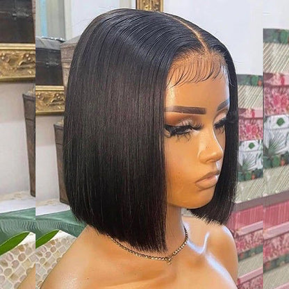 Cranberry Straight Lace Closure Bob Wigs Short Malaysian Human Hair Wigs For Black Women