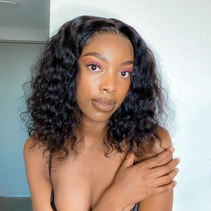 Cranberry Deep Wave Lace Front Bob Wigs Short Maylaysian Human Hair Wigs For Black Women