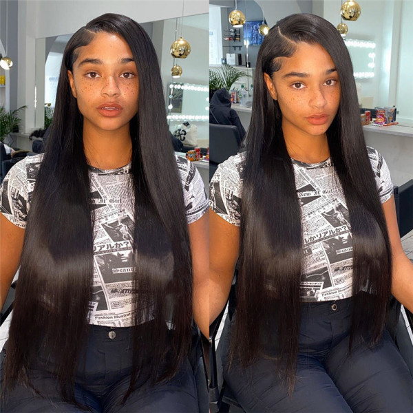 Cranberry 12A 5X5 Silky Straight Pre Plucked Virgin Hair 18-36 inches HD Lace Closure Long Wigs