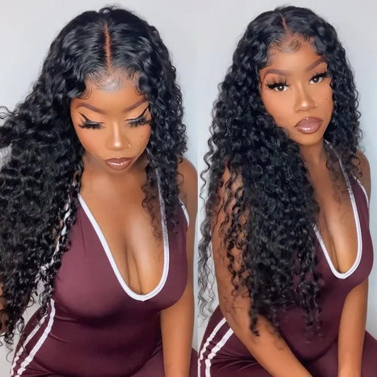Cranberry 12A HD Lace 5X5 Closure Wigs Deep Wave Lace Closure Long Wigs For Sale